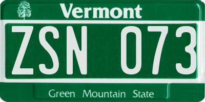 VT license plate ZSN073