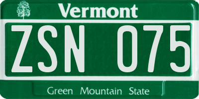 VT license plate ZSN075
