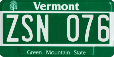 VT license plate ZSN076