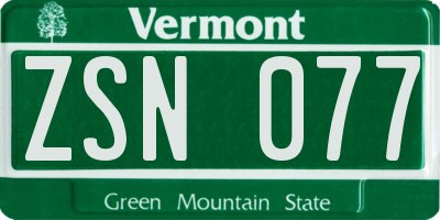 VT license plate ZSN077