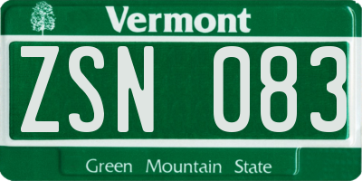 VT license plate ZSN083