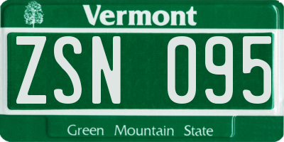 VT license plate ZSN095