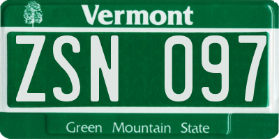 VT license plate ZSN097
