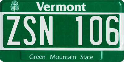 VT license plate ZSN106