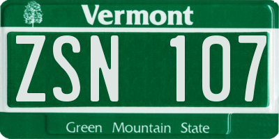 VT license plate ZSN107
