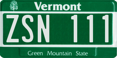 VT license plate ZSN111