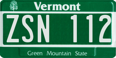 VT license plate ZSN112