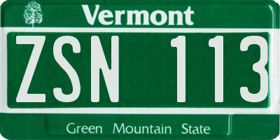 VT license plate ZSN113