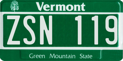 VT license plate ZSN119