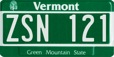 VT license plate ZSN121