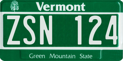 VT license plate ZSN124