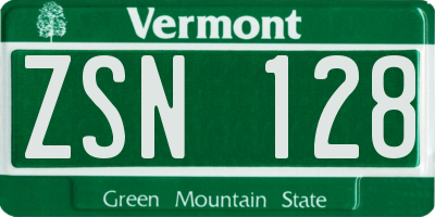 VT license plate ZSN128