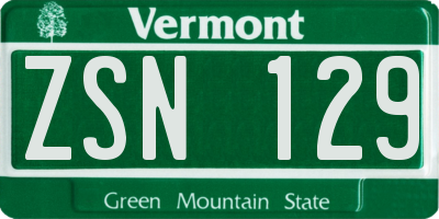 VT license plate ZSN129