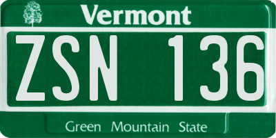 VT license plate ZSN136