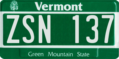 VT license plate ZSN137