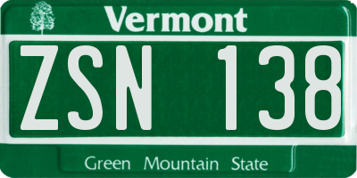 VT license plate ZSN138