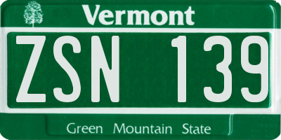 VT license plate ZSN139