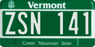 VT license plate ZSN141