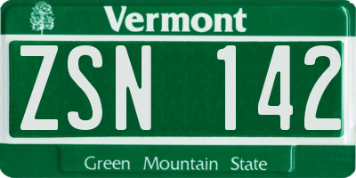VT license plate ZSN142