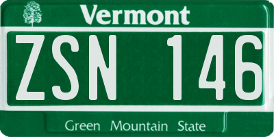 VT license plate ZSN146