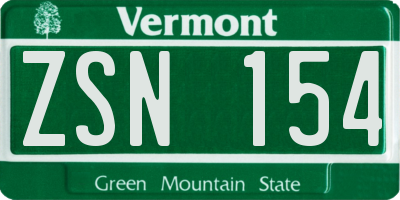 VT license plate ZSN154