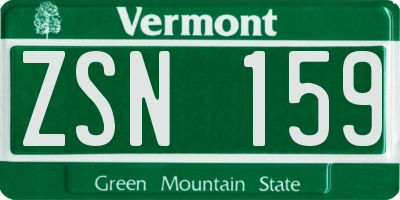 VT license plate ZSN159