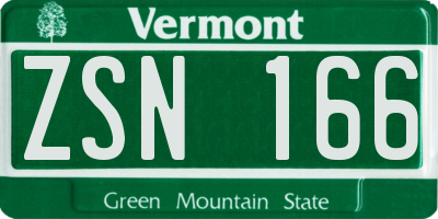 VT license plate ZSN166