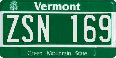 VT license plate ZSN169