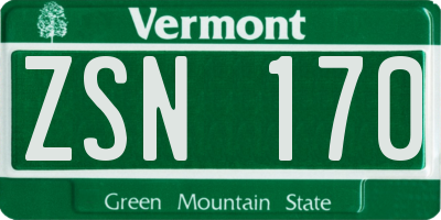 VT license plate ZSN170