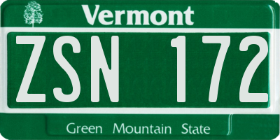 VT license plate ZSN172