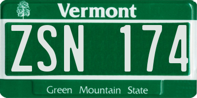VT license plate ZSN174