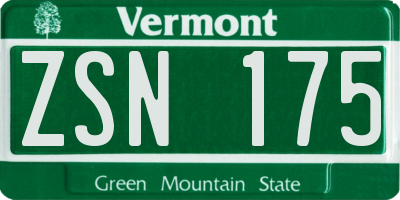 VT license plate ZSN175