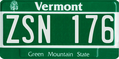 VT license plate ZSN176