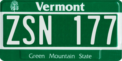 VT license plate ZSN177