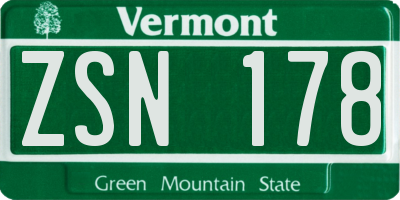 VT license plate ZSN178