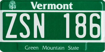 VT license plate ZSN186
