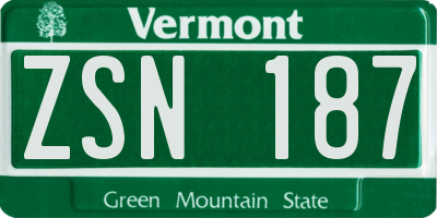 VT license plate ZSN187
