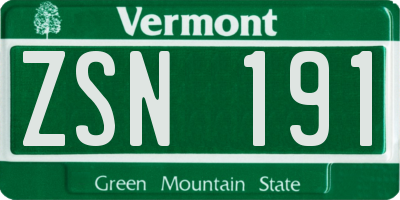 VT license plate ZSN191