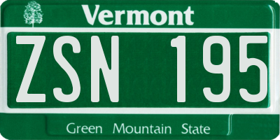 VT license plate ZSN195