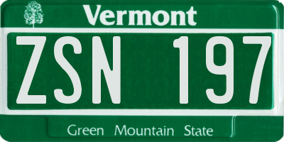 VT license plate ZSN197