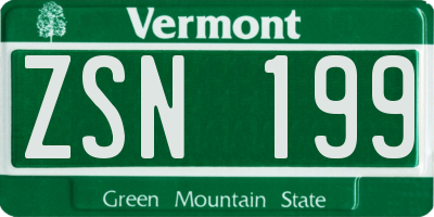 VT license plate ZSN199