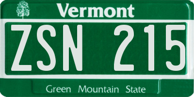 VT license plate ZSN215