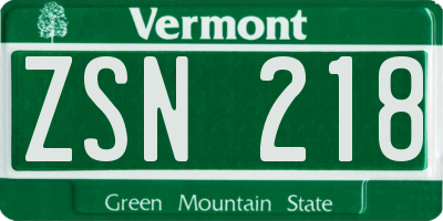VT license plate ZSN218