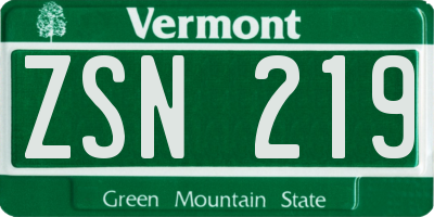 VT license plate ZSN219