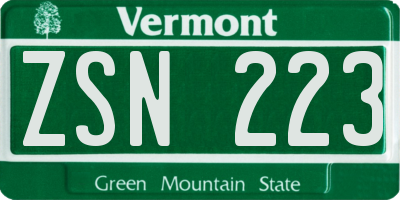 VT license plate ZSN223