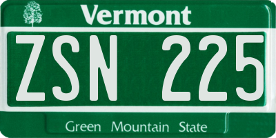 VT license plate ZSN225