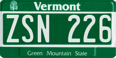 VT license plate ZSN226