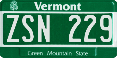 VT license plate ZSN229
