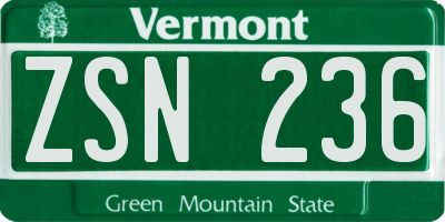 VT license plate ZSN236