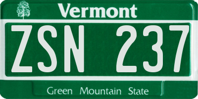 VT license plate ZSN237